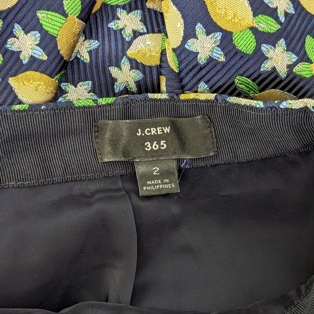 J crew lemon print trumpet skirt blue yellow fitted size XS 0 - Picture 7 of 7